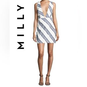 Milly Diagonal Stripe Cross Back Mini Dress Size 12